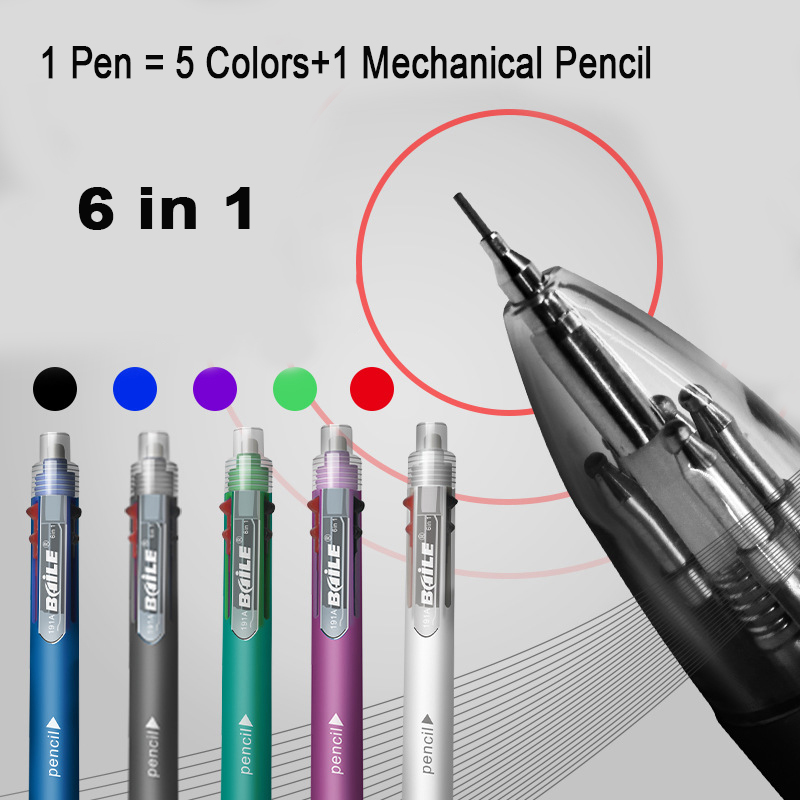 Tech For Office - 6 in 1 Colored Ballpoint Pen