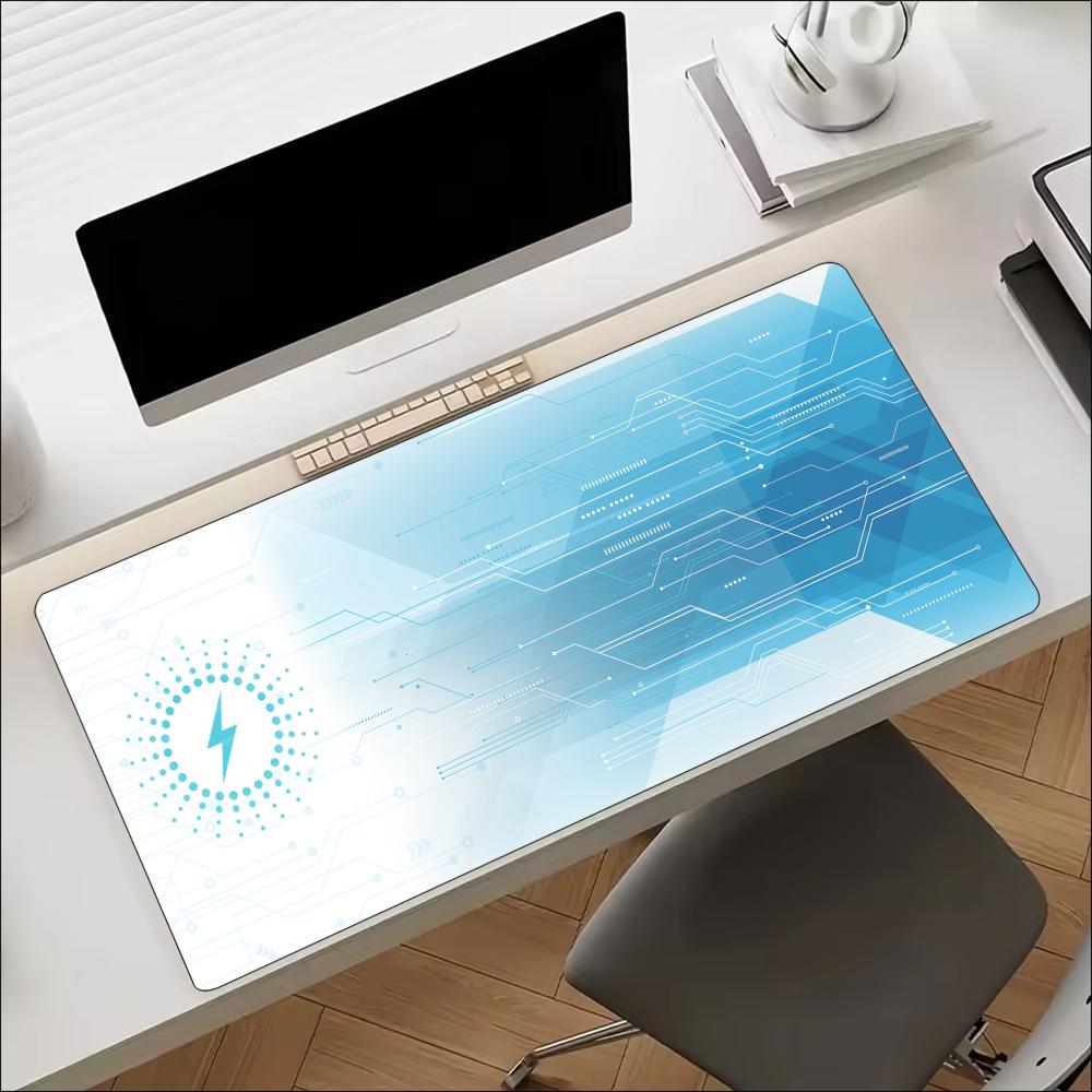 Office Tech Setup - Blue Tech Circuit Gear Pattern Extended