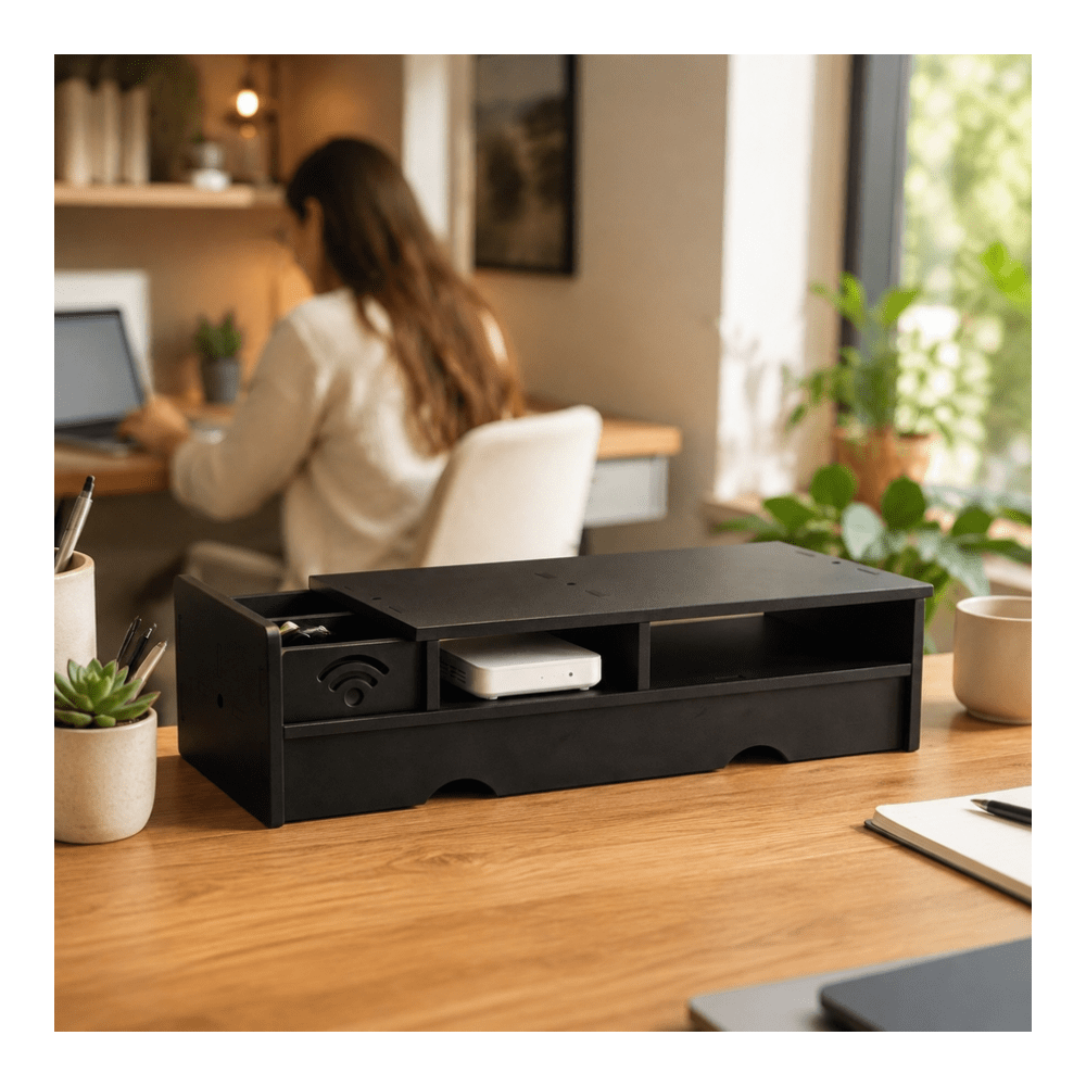 Black Matte WiFi Router Storag - огляд і ціна Office Tech Setup